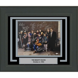 image:imageFramed AutographedSigned The Mighty Ducks Movie 10x Cast Member Inscribed Sigs 16x20 Baseball Photo JSA COA