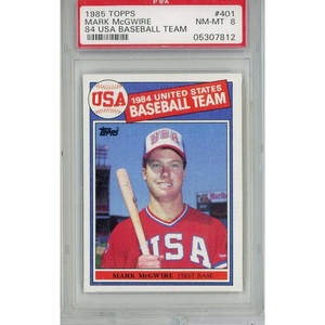 image:imageGraded 1985 Topps USA Baseball Team Mark McGwire 401 Rookie RC Baseball Card PSA 8 NMMT