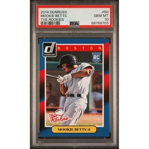 image:imageGraded 2014 Panini Donruss Mookie Betts 50 The Rookies Rookie RC Baseball Card PSA 10 Gem Mint