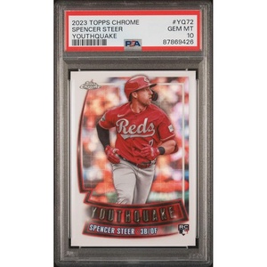 image:imageGraded 2023 Topps Chrome Spencer Steer YQ72 Youthquake Rookie RC Baseball Card PSA 10 Gem Mint