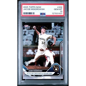 image:imageGraded 2025 Topps Now Jacob Misiorowski 432 Hits 100MPH 9 Times in MLB All Star Game Debut Rookie RC Baseball Card PSA 10 Gem Mint
