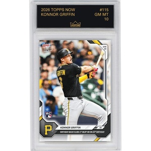 image:imageGraded 2026 Topps Now Konnor Griffin 115 Birthday Bash Clubs 1st MLB Home Run on 20th Birthday Pittsburgh Pirates Rookie RC Baseball Card HOFSM 10 Gem Mint