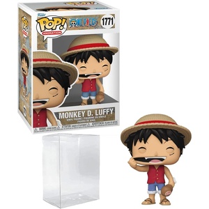image:imageMonkey D Luffy 1771 with Meat One Piece Funko POP Animation Anime Figurine Bundle with HOFSM Protector Case