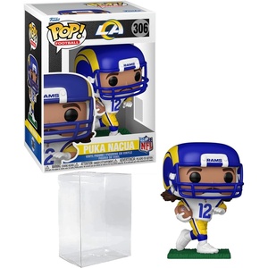 image:imagePuka Nacua 306 Funko POP Football Los Angeles Rams Figurine Bundle with HOFSM Protector Case