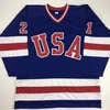 image:imageAutographedSigned Mike Eruzione Blue Team USA Miracle On Ice 1980 Hockey Jersey JSA COA