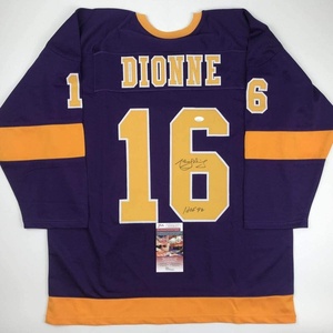 image:imageAutographedSigned Marcel Dionne HOF 92 Los Angeles LA Purple Hockey Jersey JSA COA