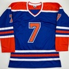 image:imageFacsimile Autographed Paul Coffey Edmonton Blue Reprint Laser Auto Hockey Jersey Size Mens XL