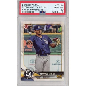 image:imageGraded 2018 Topps Bowman Fernando Tatis Jr BP114 Paper Prospects Rookie RC Baseball Card PSA 10 Gem Mint
