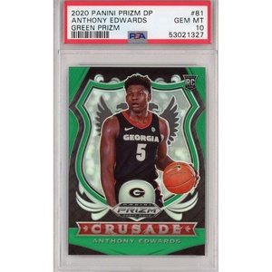 image:imageGraded 202021 Panini Prizm DP Draft Picks Anthony Edwards 81 Green Rookie RC Basketball Card PSA 10 Gem Mint