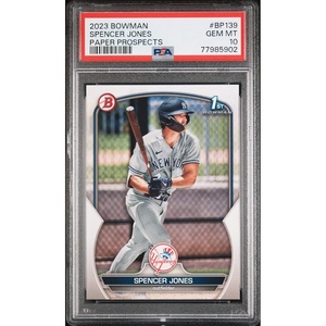 image:imageGraded 2023 Topps Bowman Spencer Jones BP139 Paper Prospects Rookie RC Baseball Card PSA 10 Gem Mint