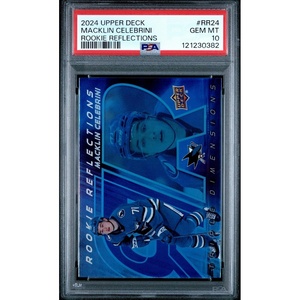 image:imageGraded 2024 Upper Deck Macklin Celebrini RR24 Rookie Reflections Rookie RC Hockey Card PSA 10 Gem Mint