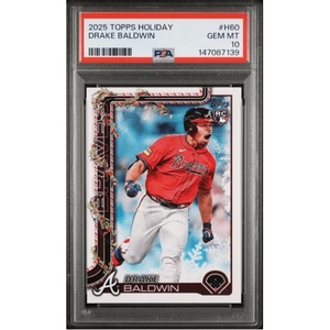 image:imageGraded 2025 Topps Holiday Drake Baldwin H60 Rookie RC Baseball Card PSA 10 Gem Mint