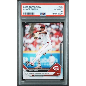 image:imageGraded 2025 Topps Now Chase Burns 345 Rookie RC Baseball Card PSA 10 Gem Mint