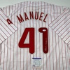 image:imageAutographedSigned Charlie Manuel Philadelphia Pinstripe Baseball Jersey PSADNA COA