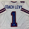 image:imageAutographedSigned Coach Marv Levy HOF 01 Buffalo White Football Jersey Beckett BAS COA