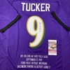 image:imageAutographedSigned Justin Tucker 66 Yard GW FG Stat Baltimore Purple Football Jersey JSA COA
