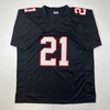 image:imageFacsimile Autographed Deion Sanders Atlanta Black Reprint Laser Auto Football Jersey Size Mens XL