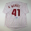 image:imageAutographedSigned Charlie Manuel Philadelphia Pinstripe Baseball Jersey PSADNA COA