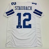 image:imageAutographedSigned Roger Staubach Dallas White Football Jersey Beckett BAS COA