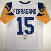 image:imageAutographedSigned Vince Ferragamo Los Angeles LA White Football Jersey JSA COA