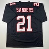 image:imageFacsimile Autographed Deion Sanders Atlanta Black Reprint Laser Auto Football Jersey Size Mens XL