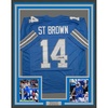 image:imageFramed AutographedSigned AmonRa St Brown 35x39 Detroit Current Blue Football Jersey Beckett BAS COA