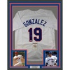 image:imageFramed AutographedSigned Juan Gonzalez 33x42 Texas White Baseball Jersey JSA COA