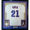 image:imageFramed AutographedSigned Sammy Sosa 33x42 Chicago Pinstripe Baseball Jersey Beckett BAS COA