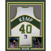 image:imageFramed AutographedSigned Shawn Kemp 33x42 Seattle White Basketball Jersey JSA COA