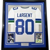image:imageFramed AutographedSigned Steve Largent 35x39 Seattle White Football Jersey PSADNA COA