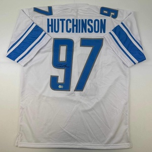 image:imageAutographedSigned Aidan Hutchinson Detroit White Football Jersey Beckett BAS COA