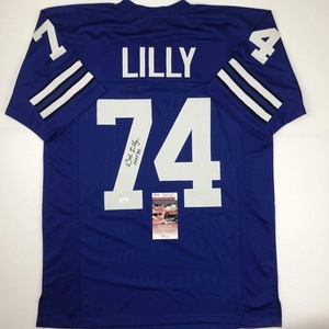 image:imageAutographedSigned Bob Lilly HOF 80 Dallas Retro Blue Football Jersey JSA COA