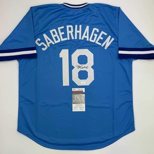 image:imageAutographedSigned Bret Saberhagen Kansas City Light Blue Baseball Jersey JSA COA