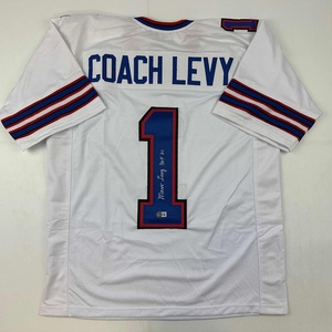 image:imageAutographedSigned Coach Marv Levy HOF 01 Buffalo White Football Jersey Beckett BAS COA