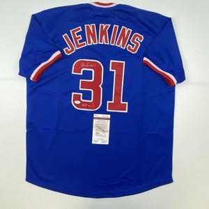 image:imageAutographedSigned Ferguson Fergie Jenkins HOF 91 Chicago Blue Baseball Jersey JSA COA