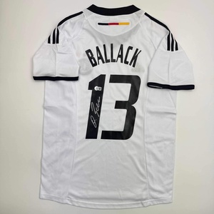 image:imageAutographedSigned Michael Ballack Germany White Soccer World Cup Jersey Beckett BAS COA