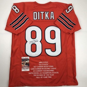 image:imageAutographedSigned Mike Ditka Chicago Orange Stat Football Jersey JSA COA