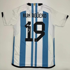 image:imageAutographedSigned Sergio Kun Aguero Argentina Blue Soccer Futbol Jersey Beckett BAS COA