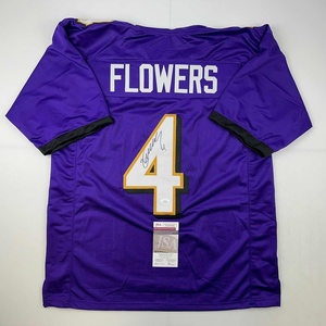 image:imageAutographedSigned Zay Flowers Baltimore Purple Football Jersey JSA COA