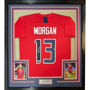 image:imageFramed AutographedSigned Alex Morgan 33x42 Red Soccer Team USA World Cup Jersey JSA COA