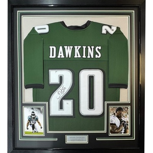 image:imageFramed AutographedSigned Brian Dawkins 33x42 Philadelphia Green Football Jersey JSA COA