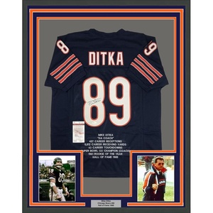 image:imageFramed AutographedSigned Mike Ditka 35x39 Chicago Blue Stat Football Jersey JSA COA