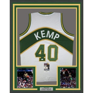 image:imageFramed AutographedSigned Shawn Kemp 33x42 Seattle White Basketball Jersey JSA COA