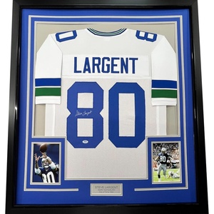 image:imageFramed AutographedSigned Steve Largent 35x39 Seattle White Football Jersey PSADNA COA
