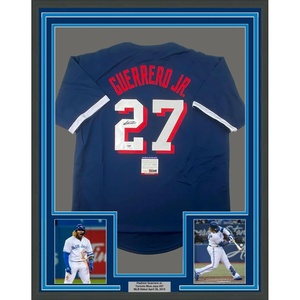image:imageFramed AutographedSigned Vladimir Vlad Guerrero Jr 35x39 2021 AllStar Game Blue Baseball Jersey PSADNA COA