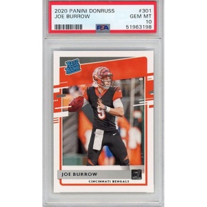 image:imageGraded 2020 Panini Donruss Joe Burrow 301 Rookie RC Football Card PSA 10 Gem Mint