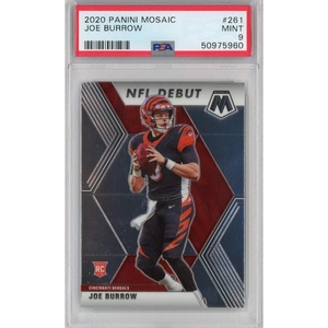image:imageGraded 2020 Panini Mosaic Joe Burrow 261 Rookie RC Football Card PSA 9 Mint