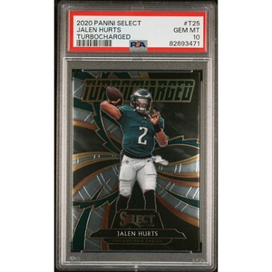 image:imageGraded 2020 Panini Select Jalen Hurts T25 Turbocharged Rookie RC Football Card PSA 10 Gem Mint