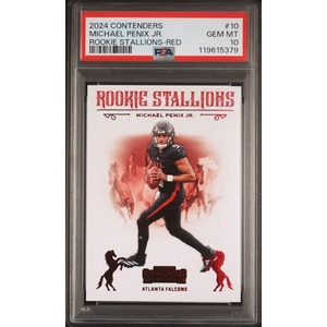 image:imageGraded 2024 Panini Contenders Michael Penix Jr 10 Rookie Stallions Red Rookie RC Football Card PSA 10 Gem Mint
