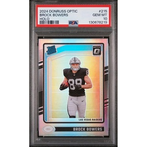 image:imageGraded 2024 Panini Donruss Optic Brock Bowers 215 Holo Rookie RC Football Card PSA 10 Gem Mint